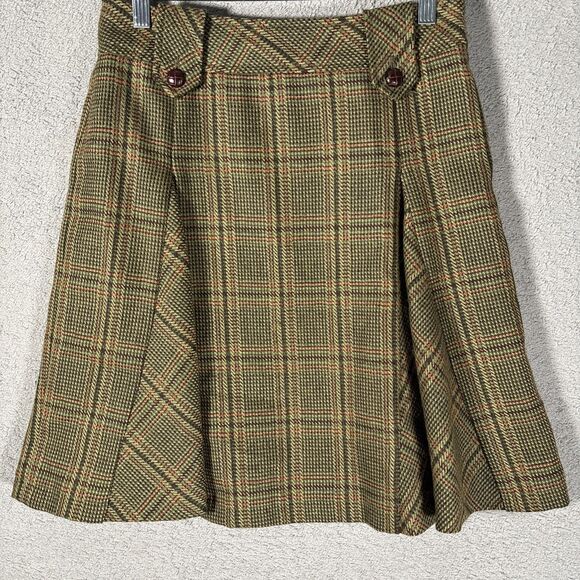Context Petite Skirt Women’s Size 4P Pleated Tweed Plaid Wool Academia Preppy - Picture 3 of 11